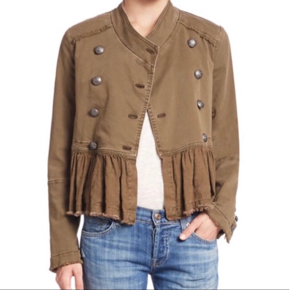 Free People Ruffle Military Jacket